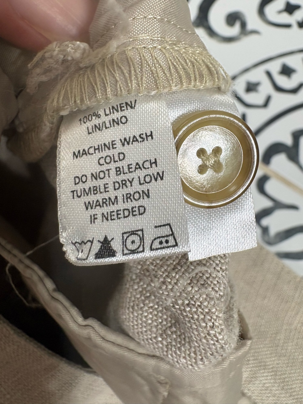LOFT Petite Neutral 100% Linen Taupe Textured Pants - Picture 3 of 3
